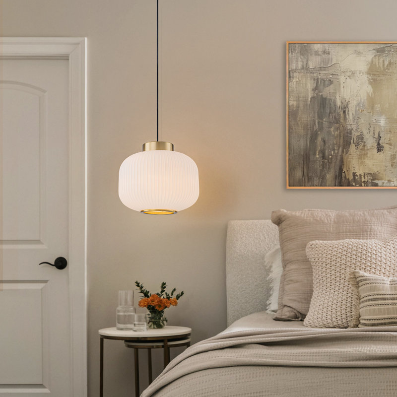 Luminaire suspendu simple avec abat-jour en verre Pritee Dimmable