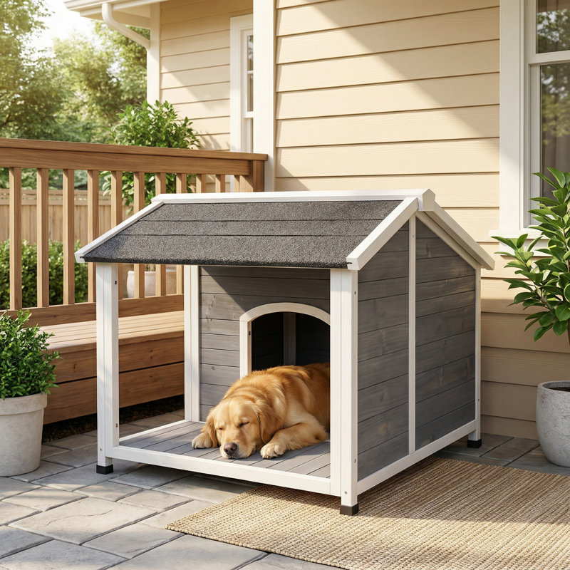Niche pour chien d'extérieur en bois, cage pour chien imperméable, cage pour chien résistante au vent et au vent, caisses pour chiens de taille moyenne, animaux faciles à assembler