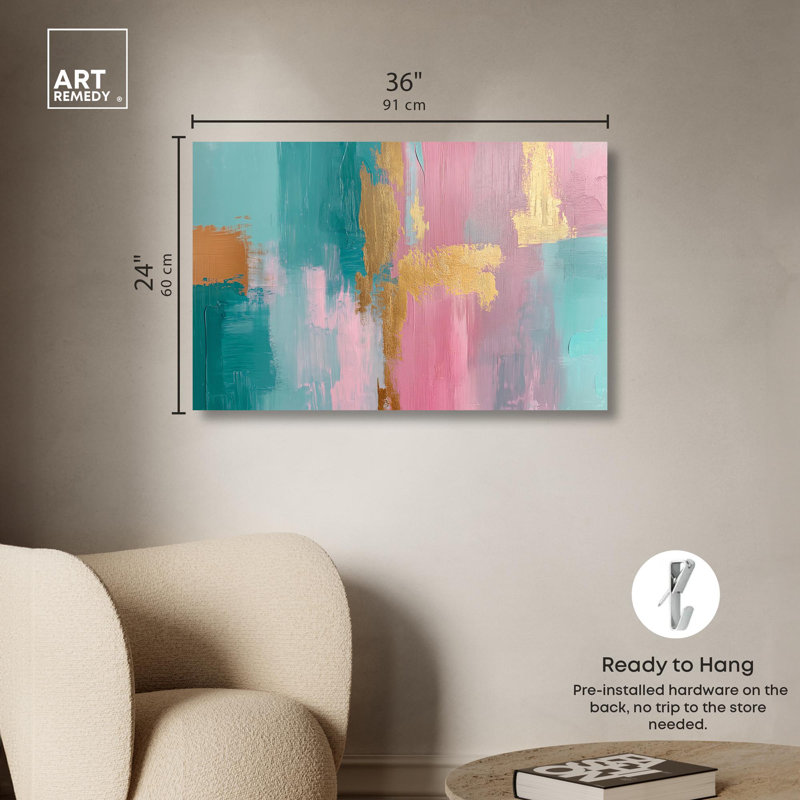 Toile «Hue Gold Melody» par Art Remedy, H 24 po x l 36 po x P 1,5 po, Toile tendue