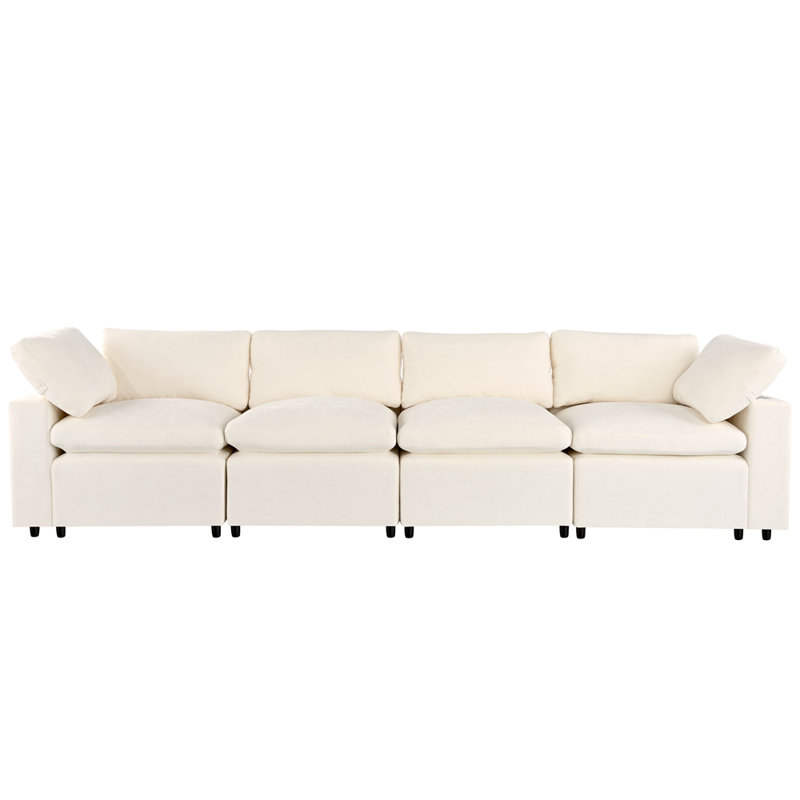 Upholstered Modular Sofa with with Storage Space, Beige