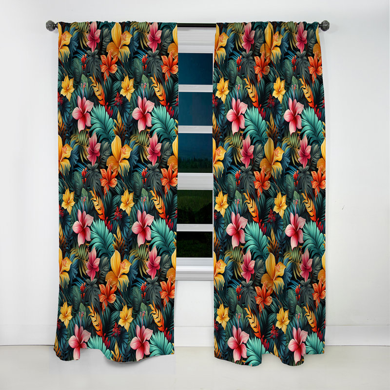 Tropic Dreams - motif tropical I - Rideau floral - Rideau occultant floral - 1 panneau, L 52 po x L 108 po