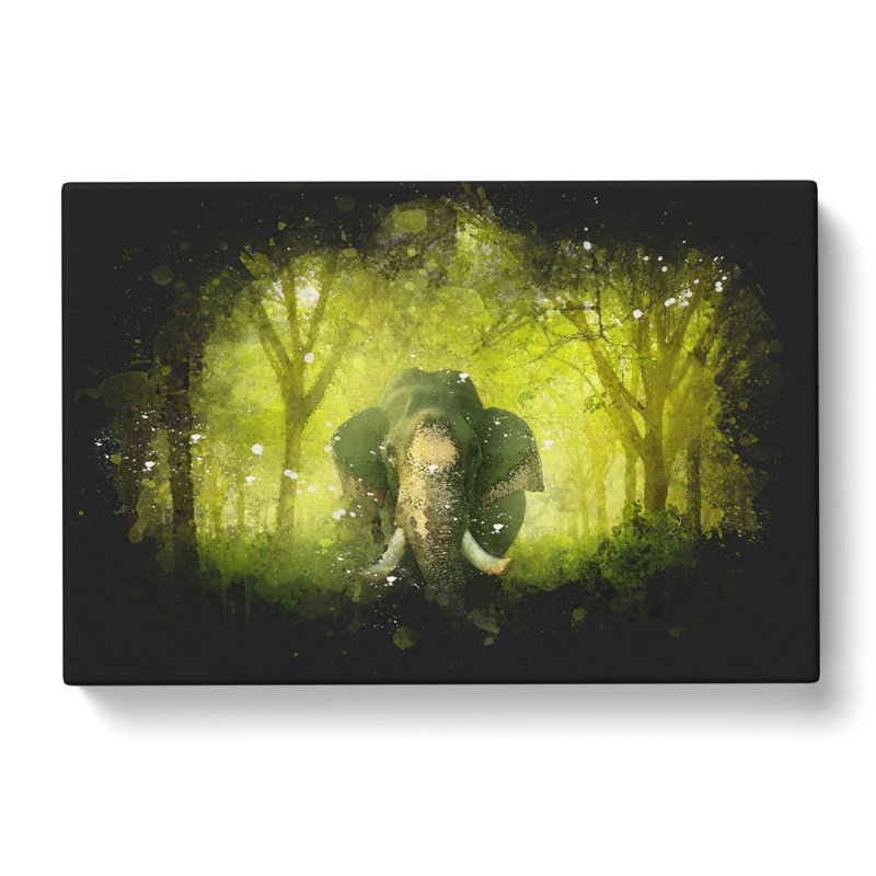 Marvellous Elephant in a Green Forest - Wrapped Canvas, 40cm H x 60cm W x 3cm D