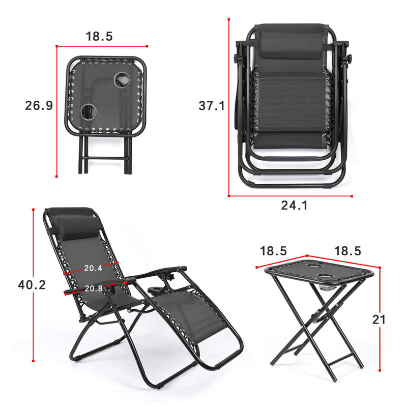 Gavyn Folding Zero Gravity Chair, Black