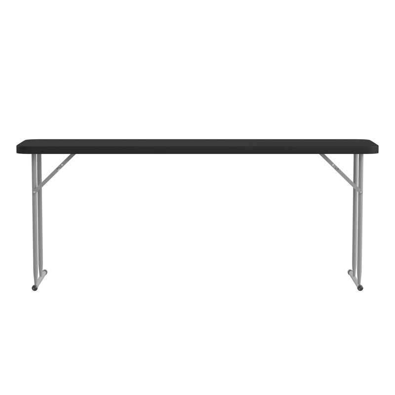 Parker Rectangular Plastic Folding Training and Event Table, 29" H x 70.8" W x 18" D, Black