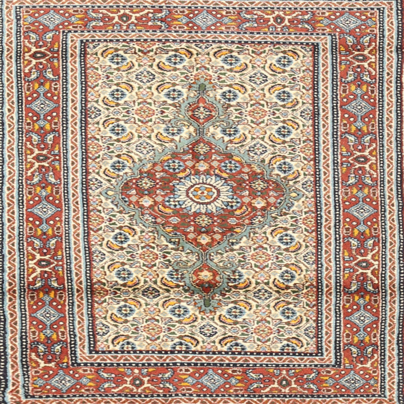 Tapis décoratif rouge à motif oriental Lilly-Anne, Carré 8 pi