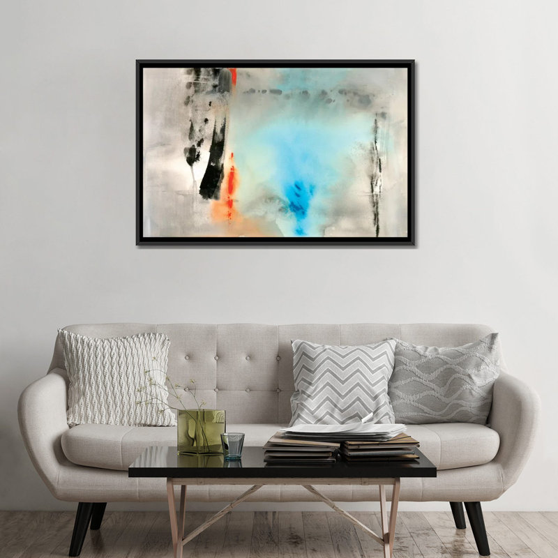 "Dusky Turquoise", reproduction d'art sur toile tendue, H 32 po x l 48 po x P 1,5 po, Toile encadrée noire, Pas de tapis