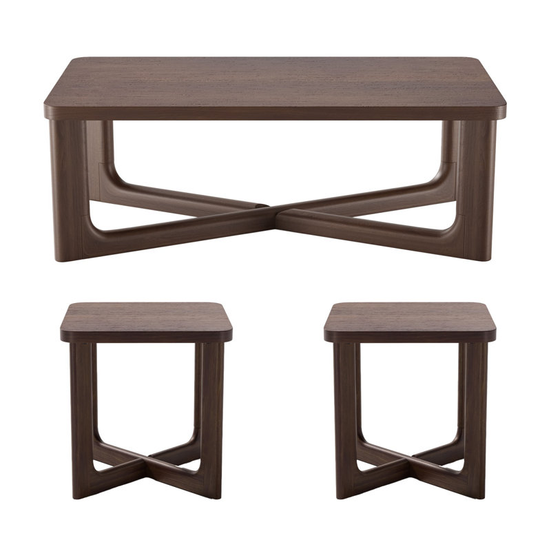 Ensemble de 3 tables basses de salon, Noyer