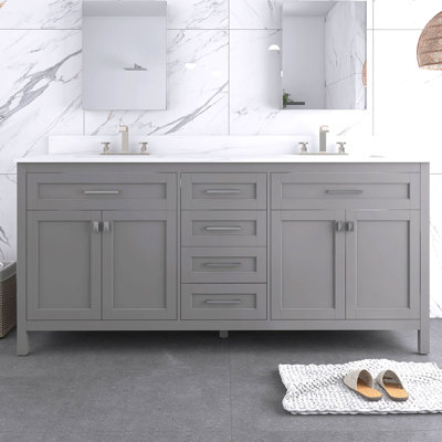 Aisa 72.59"" Freestanding Double Basin Bathroom Vanity Set -  Wildon HomeÂ®, CE52978C049A4C028FBD2A81CA95F060