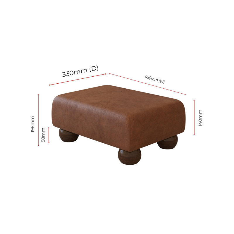 Collado Wood Bun Feet, Rust Brown, Italian Leather, Mahogany