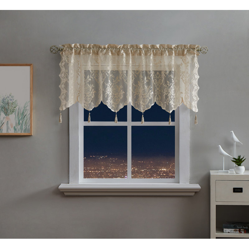 Crichton Floral Scalloped Kitchen Curtain, Brown