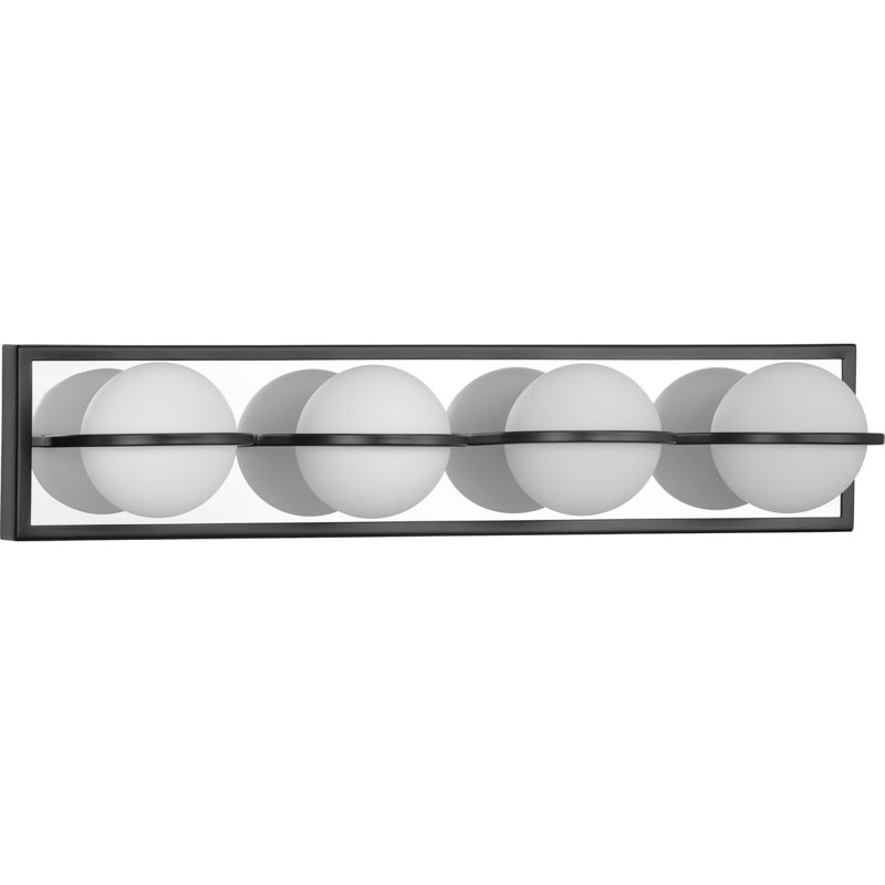 Pearl Matte Black 4-Light LED Bath Vanity with Opal Glass