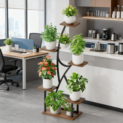 Support pour plante d'intérieur à 6 niveaux avec lumières de culture et minuteur, tablette en métal 45,2 po avec éclairage à spectre complet à intensité variable pour les plantes d'intérieur dans le salon, le patio, le balcon