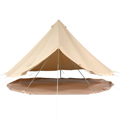Canvas Bell Tent, 4 Seasons 4 m/13.12 ft Yurt Tent, Canvas Tent for Camping with Stove Jack, Breathable Tent Holds up to 6 People, Family Camping Outdoor Hunting Party