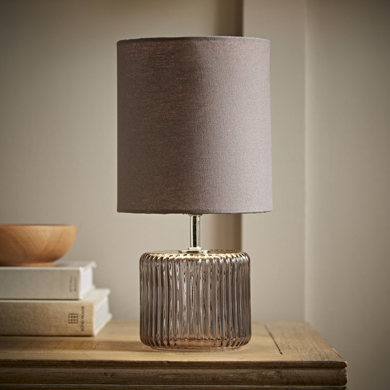 Rokiatou Glass Table Lamp, Grey Smoke Base/Grey Shade