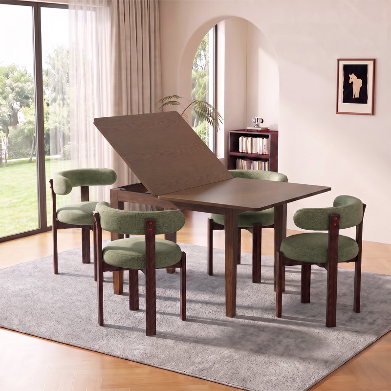 Ensemble de salle à manger 5 pièces 51,18 po rectangulaire pliant avec chaises rembourrées, Green