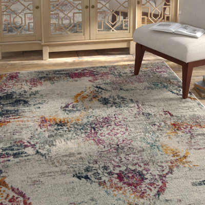 Christa Oriental Light Gray/Fuchsia Area Rug