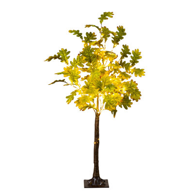 Pre-Lit Green Autumn Oak Artificial Fall Tree With 200 Warm White LED Lights