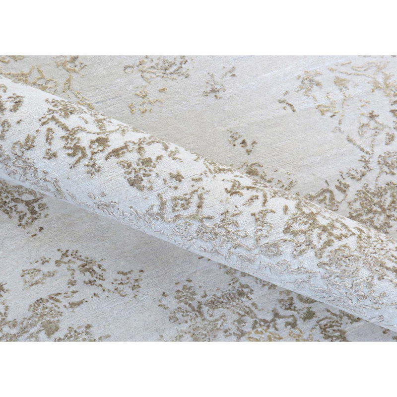Hand Knotted Floral Area Rug, Rectangle 9' x 12'