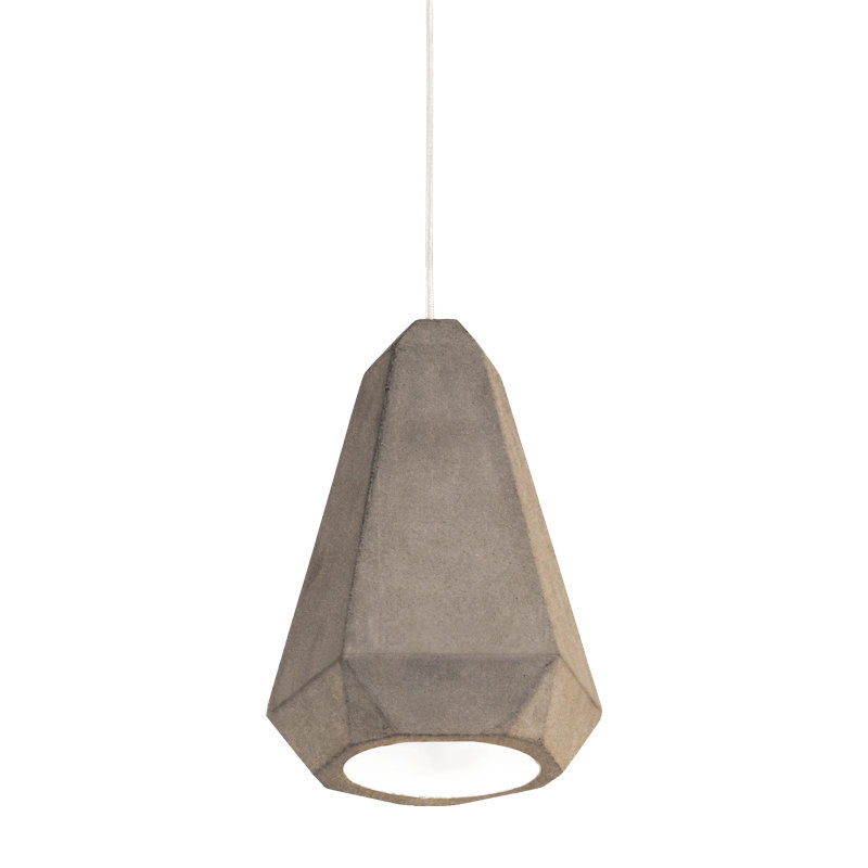 White Concrete Single Pendant Light with Adjustable Length