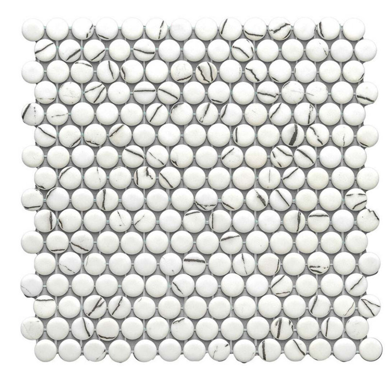 Carreau de mosaïque rond en verre 12 po x 12 po Eterna Penny, Lineas