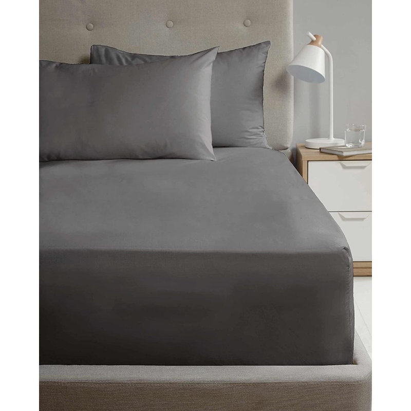 Jaylyne Percale Flat Sheet, Single (3'), Charcoal