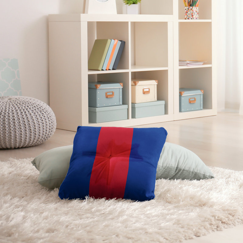  Coussin de sol touffeté, 26 po x 26 po, Bleu / Rouge
