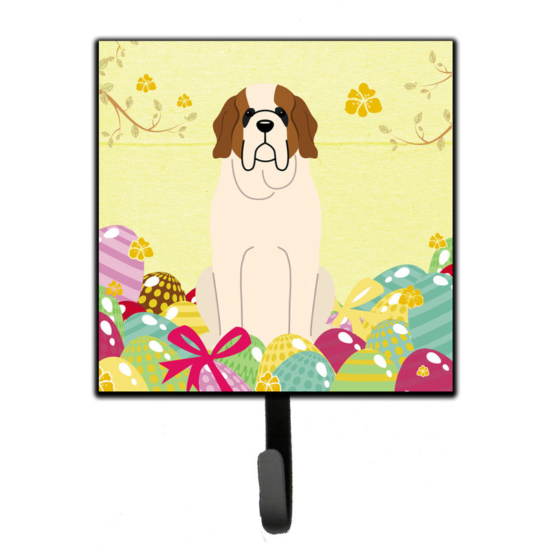 Mcelyea Metal Wall Organizer with Key Hooks, Yellow/Brown/Wheat, Saint Bernard