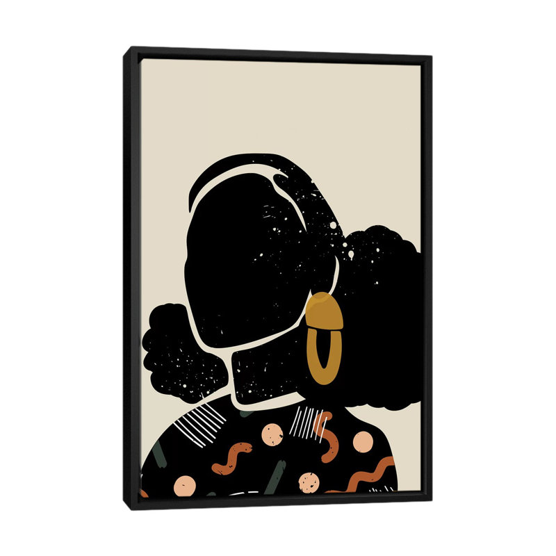 Black Hair IV - impression d'art graphique, H 26 po x l 40 po x 1,5 po, Toile avec cadre noir, Pas de tapis