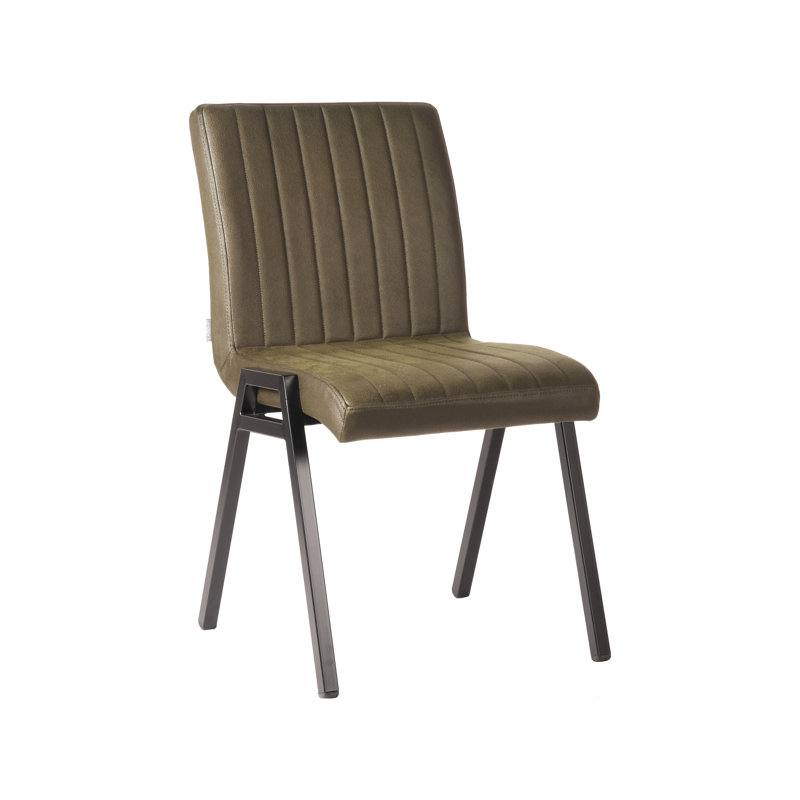 Freddy 44cm H Microfiber / Microsuede Upholstered Side Chair, Army