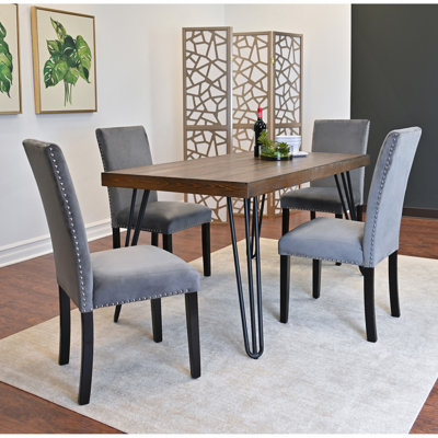 5-Piece Dining Set, Hairpin Dining Table With 4 Chairs, 3 Color Options