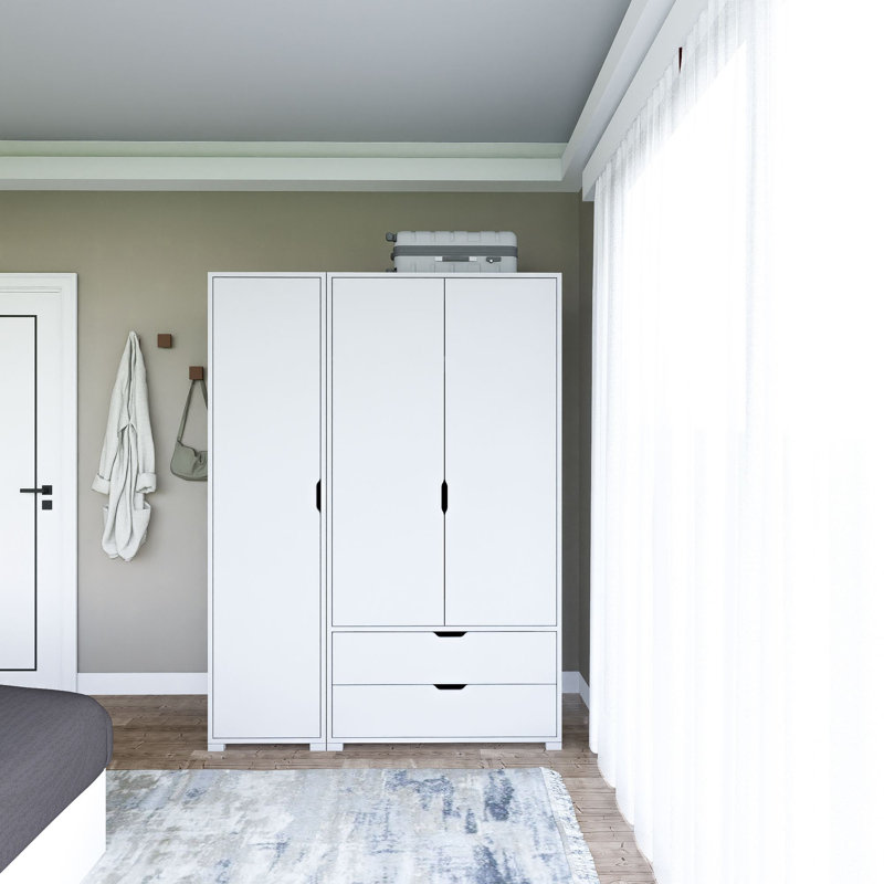 Armoire moderne blanche avec de nombreuses tablettes, 51,2 po x 72,0 po x 17,7 po | 100% panneau de particules enduit de mélamine, épaisseur: 0,7 pouce | Conception murale, parfaite pour les solutions d'organisation et de rangement élégantes