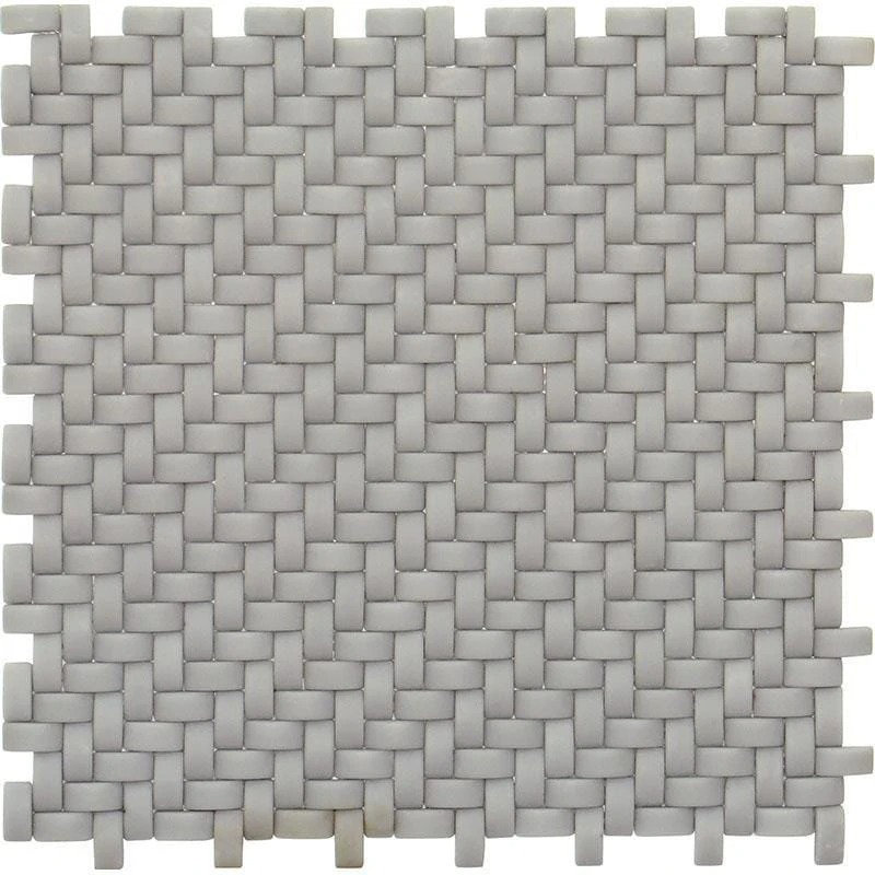 11.7" X 11.8" Glass Basketweave Mosaic Tile, Gray