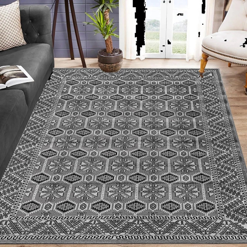 Floral Area Rug, Rectangle 60 x 110 cm 