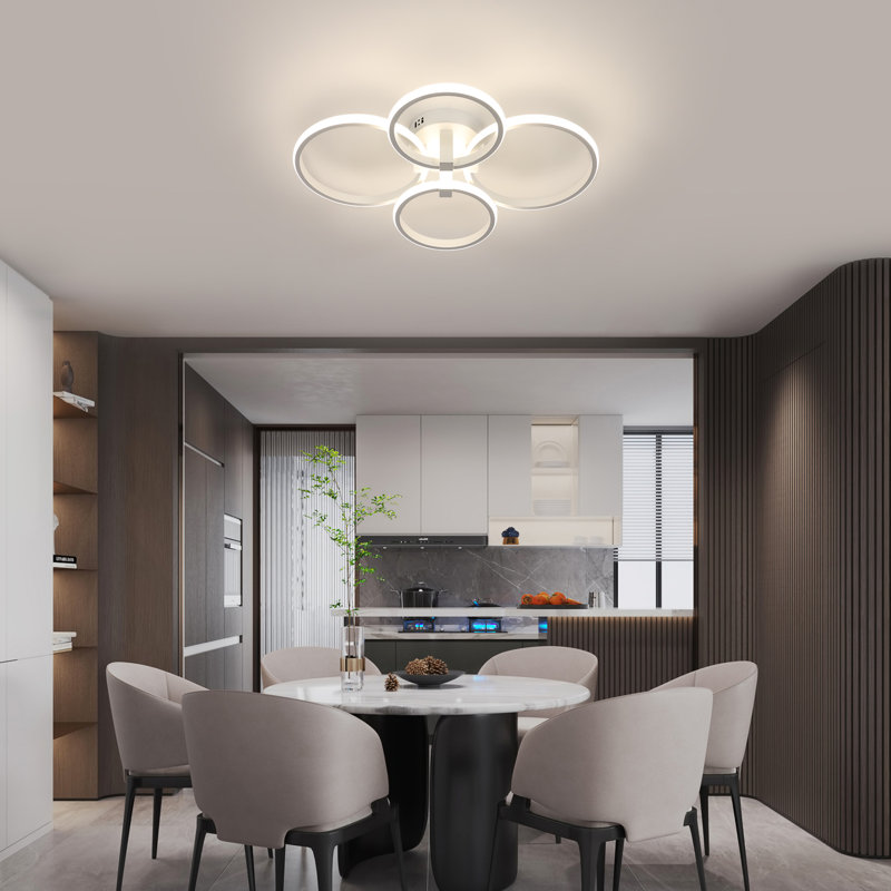 Dannitta Dimmable 4-Light Acrylic LED Flush Mount, White