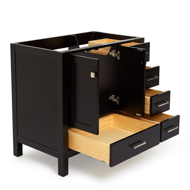 Cambridge Left Offset 36" Single Bathroom Vanity Base Only, Espresso