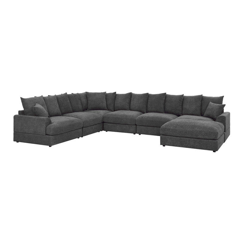 Canapé modulaire Arden Cloud, H 26 po x l 156 po x P 120 po, Microfibre/microsuède gris