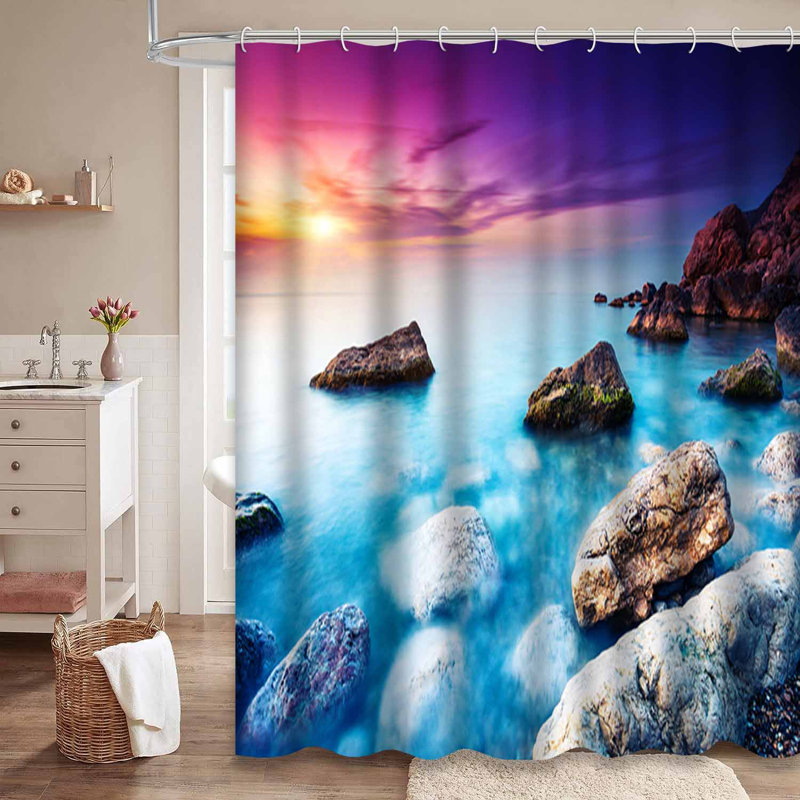 Été, coucher de soleil, mer, ciel dramatique, Europe, beauté, monde, 12 crochets, L 72 po x l 78 po