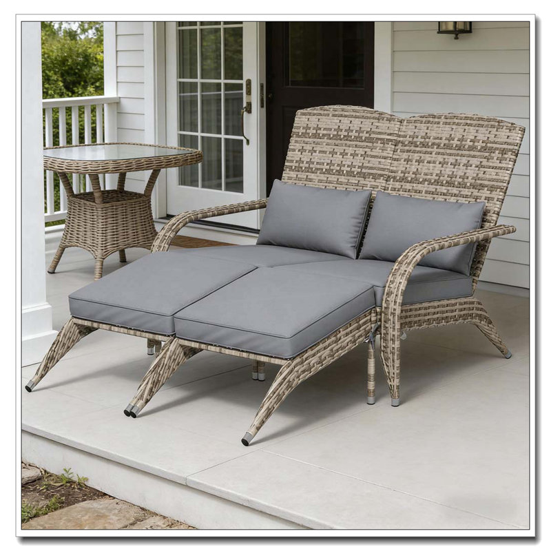 Outdoor High-Back Chair,Garden Wicker Chair, Gray,Yellow