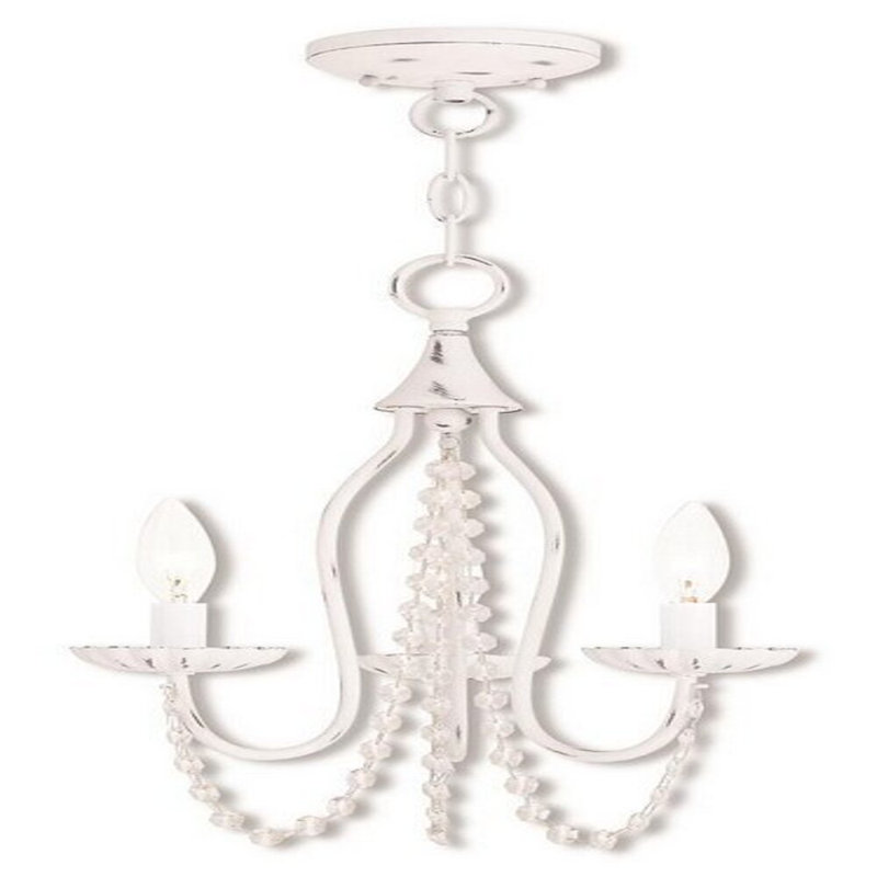 Lustre classique à 3 lumières de style bougie, Blanc antique