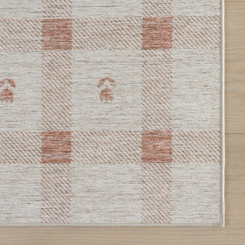Zale Modern Plaid Machine Printed Washable Rug, Rectangle 4' x 6'