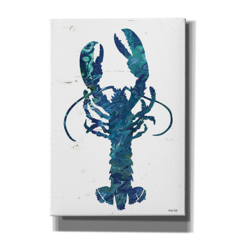 «Vern Bright Lobster Blue» sur toile par Cindy Jacobs, H 26 po x l 18 po x P 0,75 po