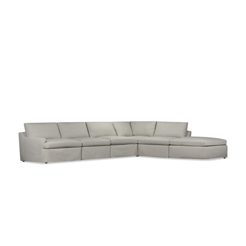 Canapé modulaire 6 pièces Wrenley, Canvas Macarena gris pâle, Orienté à droite