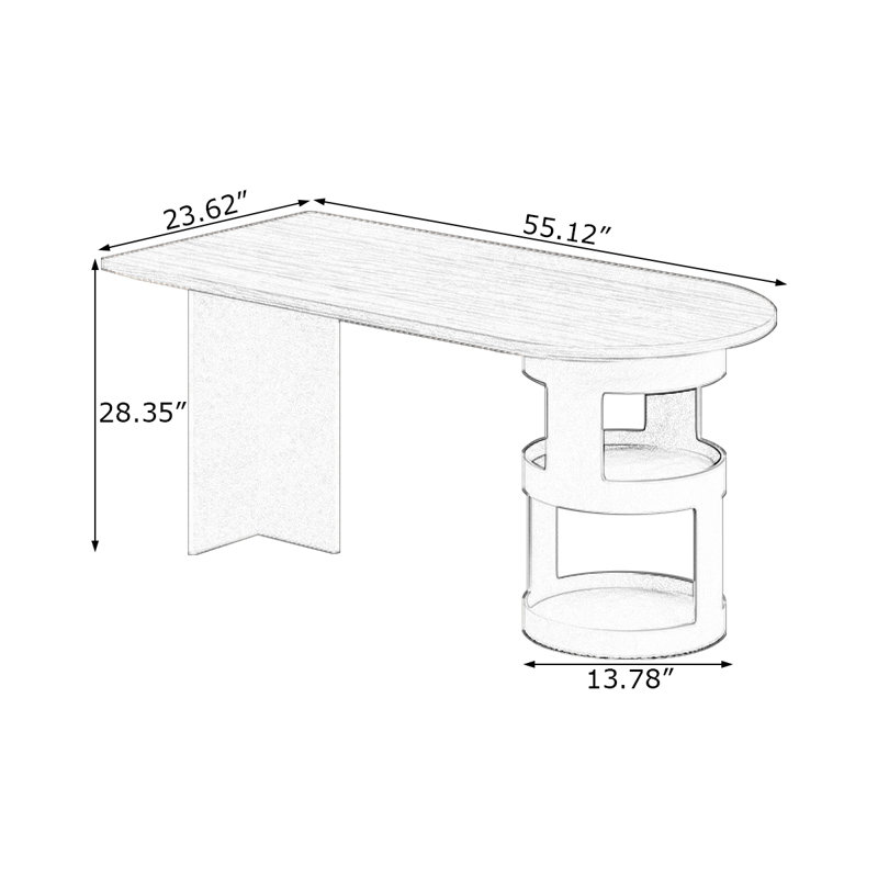 Bureaux en bois massif noyer, H 28,35 po x l 55,12 po x P 23,62 po