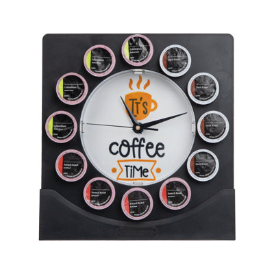 Collection Mind Reader Anchor, horloge Pod, capacité de 12 Pods, cuisine, comptoir ou fixation murale, noir