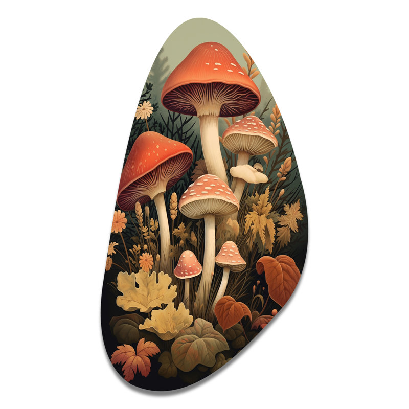 Linton - champignon automnal, art mural en métal asymétrique, H 31 po x l 17 po