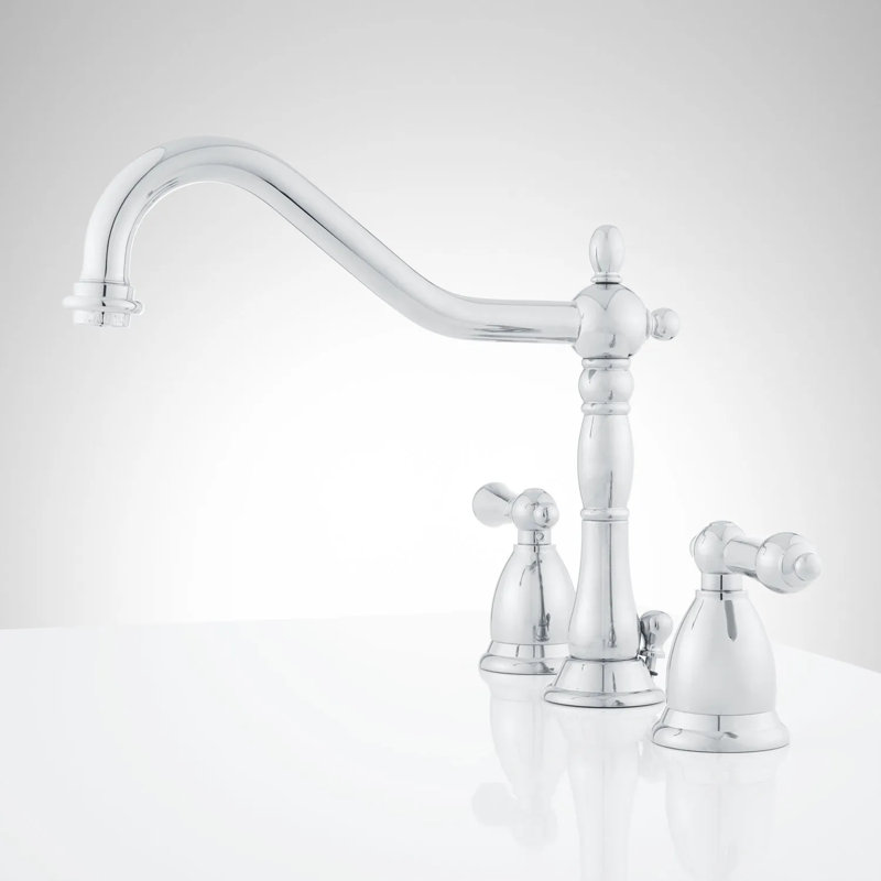 Victorian Widespread Bathroom Faucet with Lever Handles, Chrome