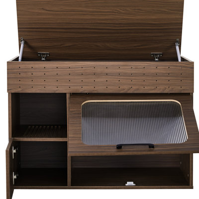 Walnut Cat Litter Box - Practical Design & Spacious For Pet Care With Walnut Sidetable Use