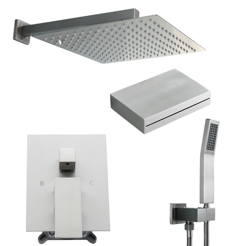 Complete Shower System with Rough in-Valve, Brushed Nickel
