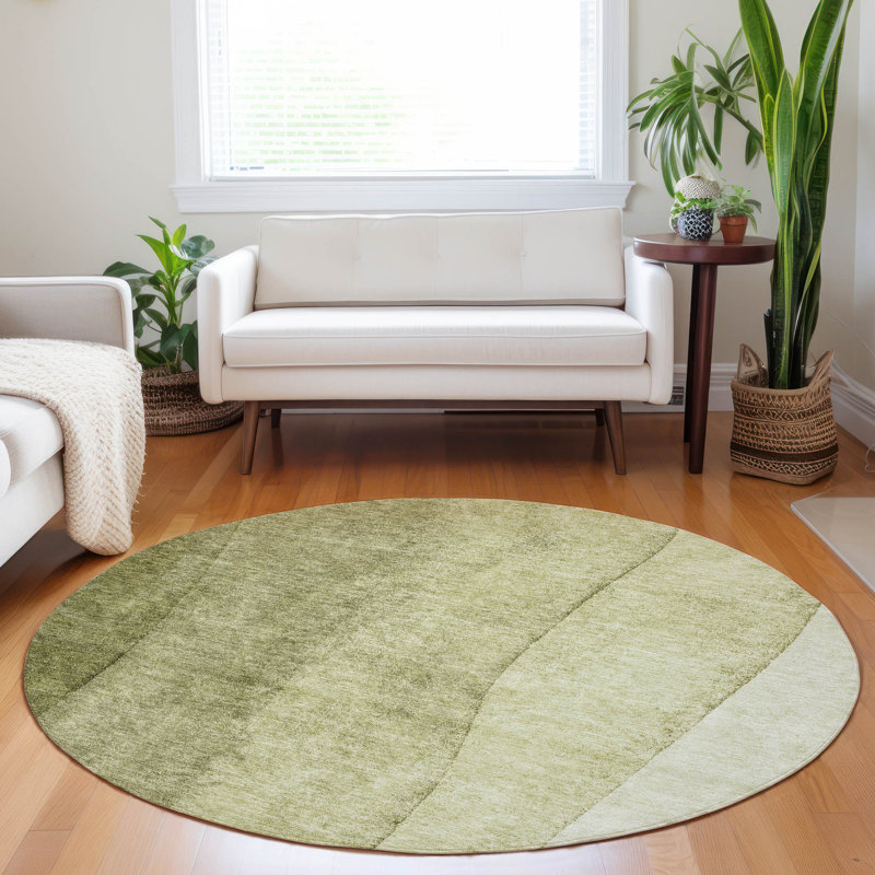 Lavonia Washable Ombre Indoor / Outdoor Rug, Round 8'