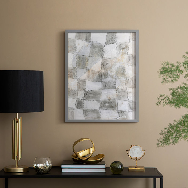 Rustic Textile I Framed Print - Solid Wood, Gray, 15" H x 12" W